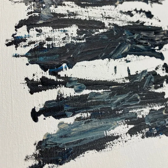 Abstract Acrylic Original Painting On Canvas Paper 9X12 Wall Art Blue Black - Picture 5 of 7